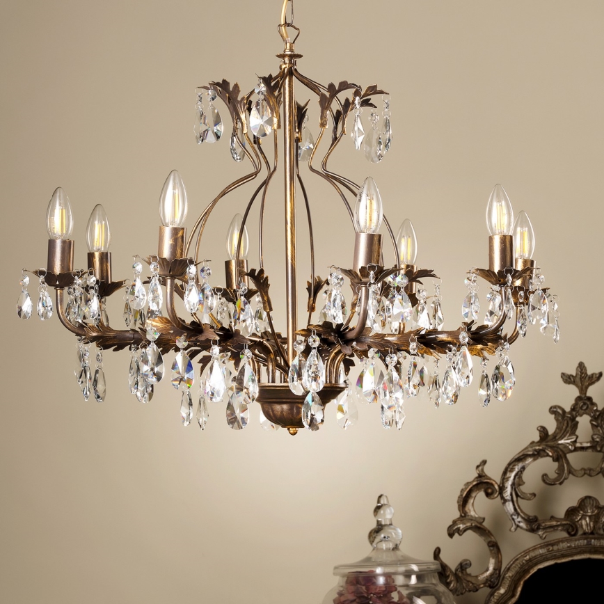 ONLI - Candeeiro suspenso TERESA 8xE14/6W/230V bronze