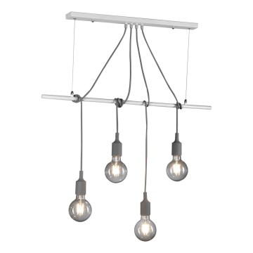 ONLI - Candeeiro suspenso WIRE 4xE27/15W/230V cinzento/branco