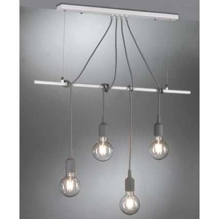 ONLI - Candeeiro suspenso WIRE 4xE27/15W/230V cinzento/branco