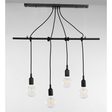ONLI - Candeeiro suspenso WIRE 4xE27/15W/230V preto
