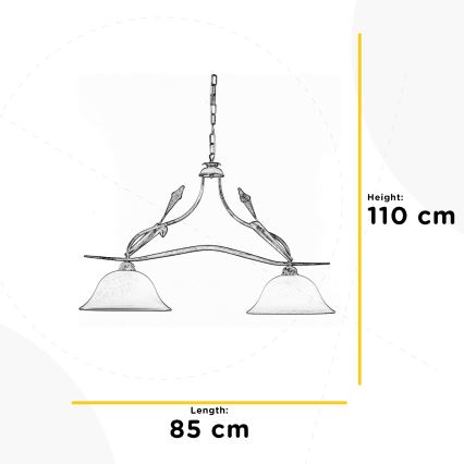 ONLI - Candelabro suspenso LUCREZIA 2xE27/22W/230V creme