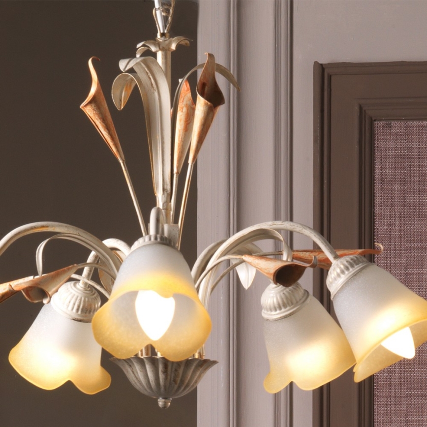 ONLI - Candelabro suspenso LUCREZIA 5xE14/6W/230V creme