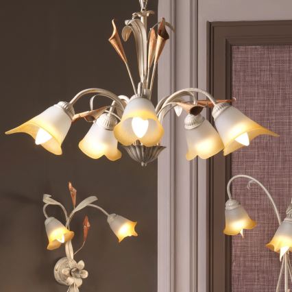 ONLI - Candelabro suspenso LUCREZIA 5xE14/6W/230V creme