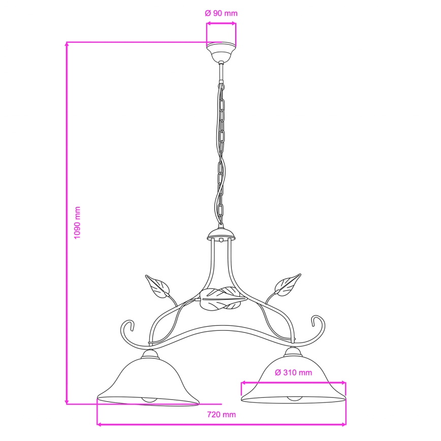 ONLI - Candelabro suspenso MIRANDA 2xE27/22W/230V
