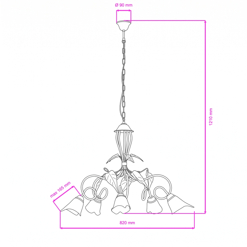 ONLI - Candelabro suspenso MIRANDA 5xE14/6W/230V