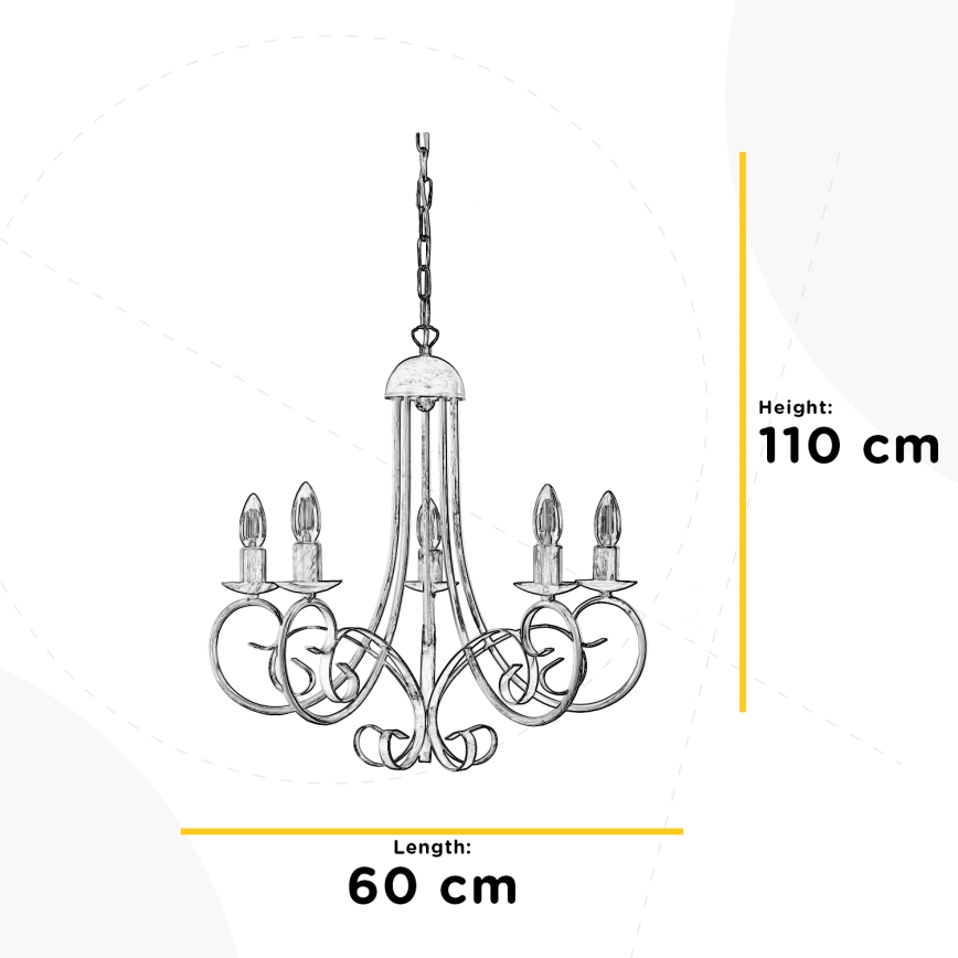 ONLI - Candelabro suspenso POMPEI 5xE14/6W/320V creme