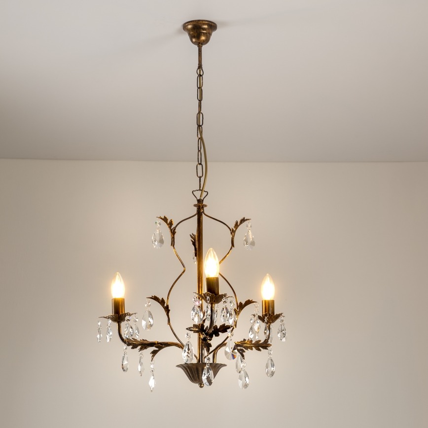 ONLI - Candelabro suspenso TERESA 3xE14/6W/230V bronze