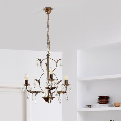 ONLI - Candelabro suspenso TERESA 3xE14/6W/230V bronze