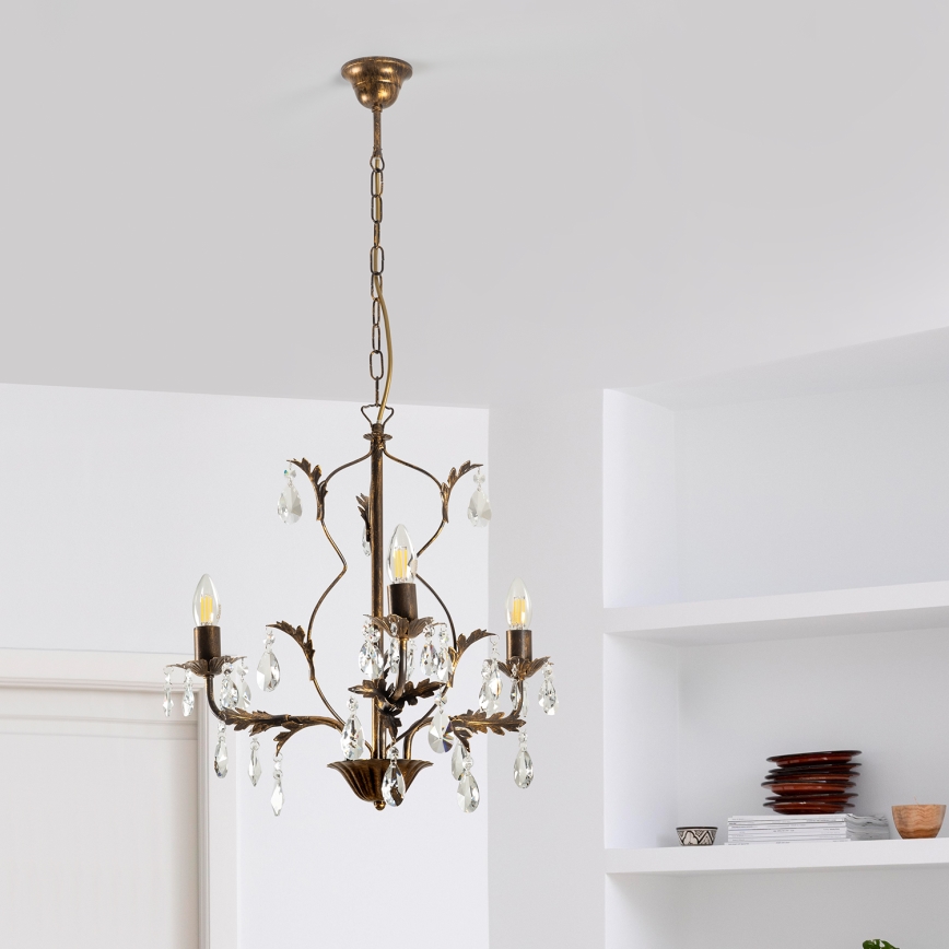 ONLI - Candelabro suspenso TERESA 3xE14/6W/230V bronze