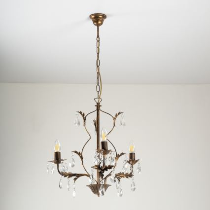 ONLI - Candelabro suspenso TERESA 3xE14/6W/230V bronze
