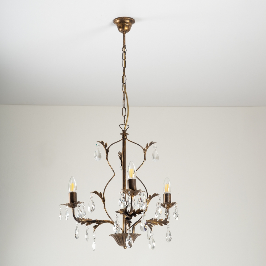 ONLI - Candelabro suspenso TERESA 3xE14/6W/230V bronze