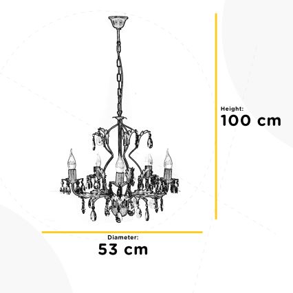ONLI - Candelabro suspenso TERESA 5xE14/6W/230V branco
