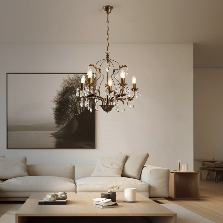 ONLI - Candelabro suspenso TERESA 5xE14/6W/230V bronze