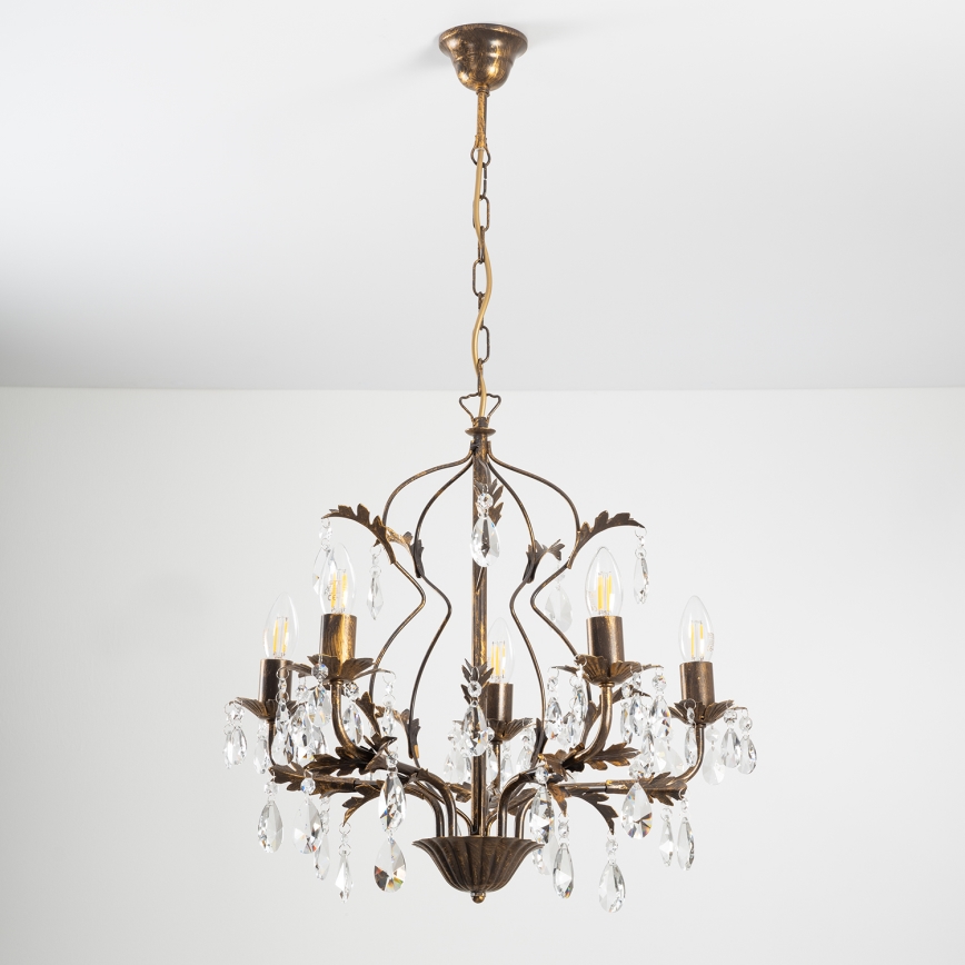 ONLI - Candelabro suspenso TERESA 5xE14/6W/230V bronze