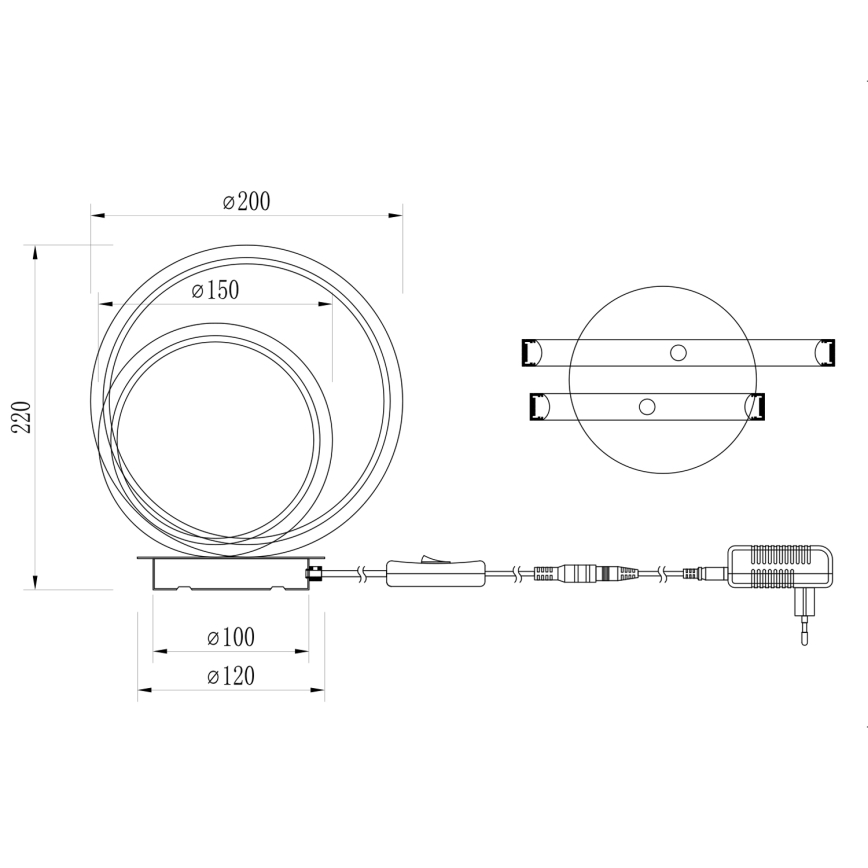 ONLI - LED Candeeiro de Mesa NOELIA LED/10W/230V 22 cm preto