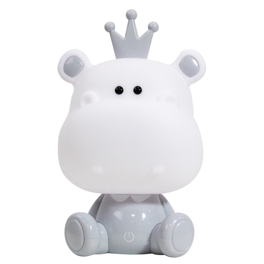 ONLI - Candeeiro noturno infantil LED dimerizável PUPPIES LED/3W/230V 25 cm hipopótamo/cinzenta