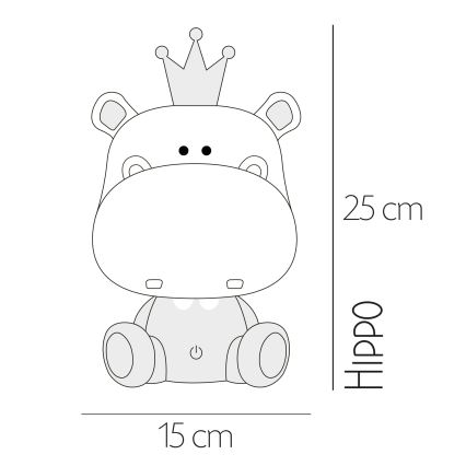 ONLI - LED Luz noturna infantil dimmerizável PUPPIES LED/3W/230V 25 cm hipopótamo/verde
