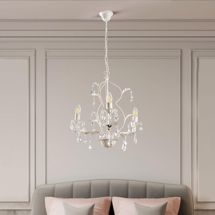 ONLI - Lustre com corrente TERESA 3xE14/6W/230V branco