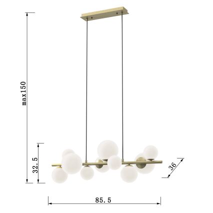 ONLI - Lustre em cabo PALOMA 10xG9/3W/230V dourado
