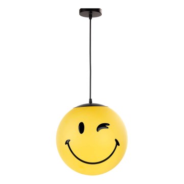 ONLI - Lustre infantil pendente com cabo SMILEY 1xE27/15W/230V amarelo