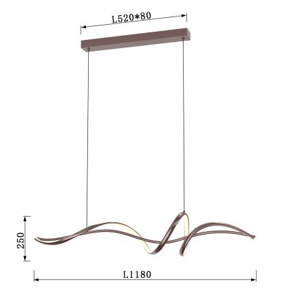 ONLI - Lustre LED suspenso por cabo KELLY LED/28W/230V, acabamento em cobre