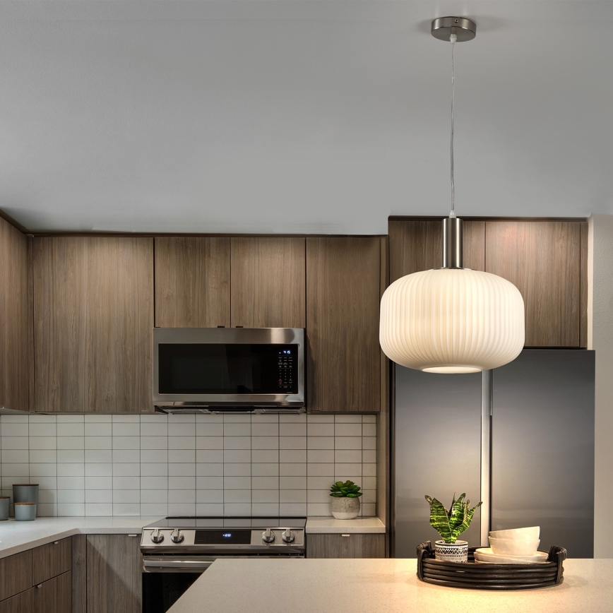 ONLI - Lustre suspenso com cabo DOROTY 1xE27/15W/230V branco/cromado brilhante