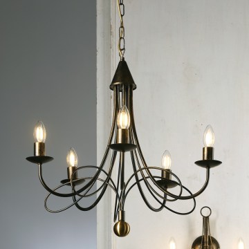 ONLI - Lustre suspenso com corrente MILVIA 5xE14/6W/230V bronze