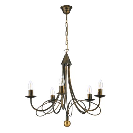 ONLI - Lustre suspenso com corrente MILVIA 5xE14/6W/230V bronze