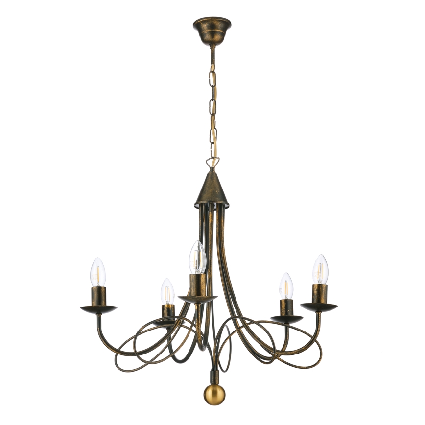 ONLI - Lustre suspenso com corrente MILVIA 5xE14/6W/230V bronze
