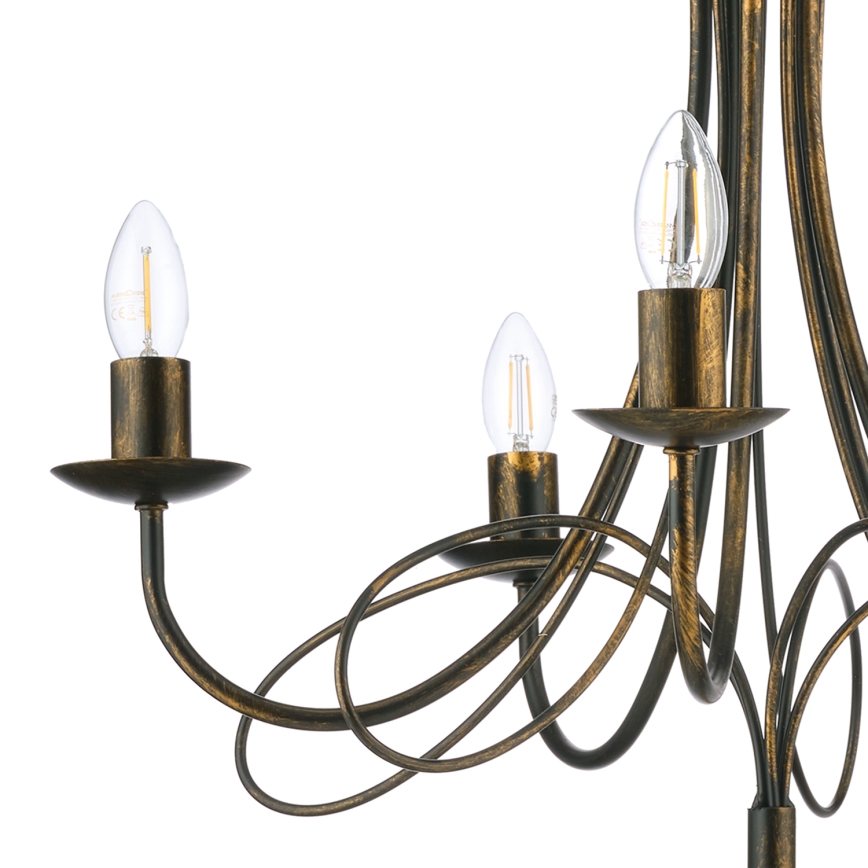 ONLI - Lustre suspenso com corrente MILVIA 5xE14/6W/230V bronze