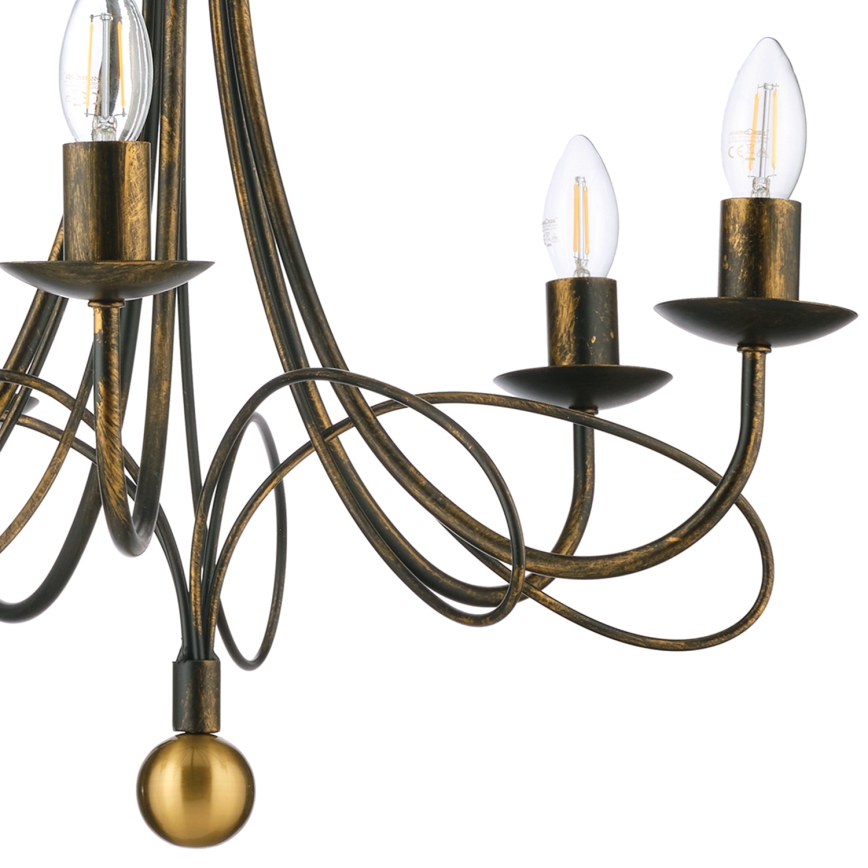 ONLI - Lustre suspenso com corrente MILVIA 5xE14/6W/230V bronze