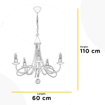 ONLI - Lustre suspenso com corrente MILVIA 5xE14/6W/230V bronze