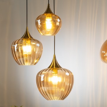 ONLI - Lustre suspenso em cabo ELIDE 3xE27/15W/230V preto/cobre