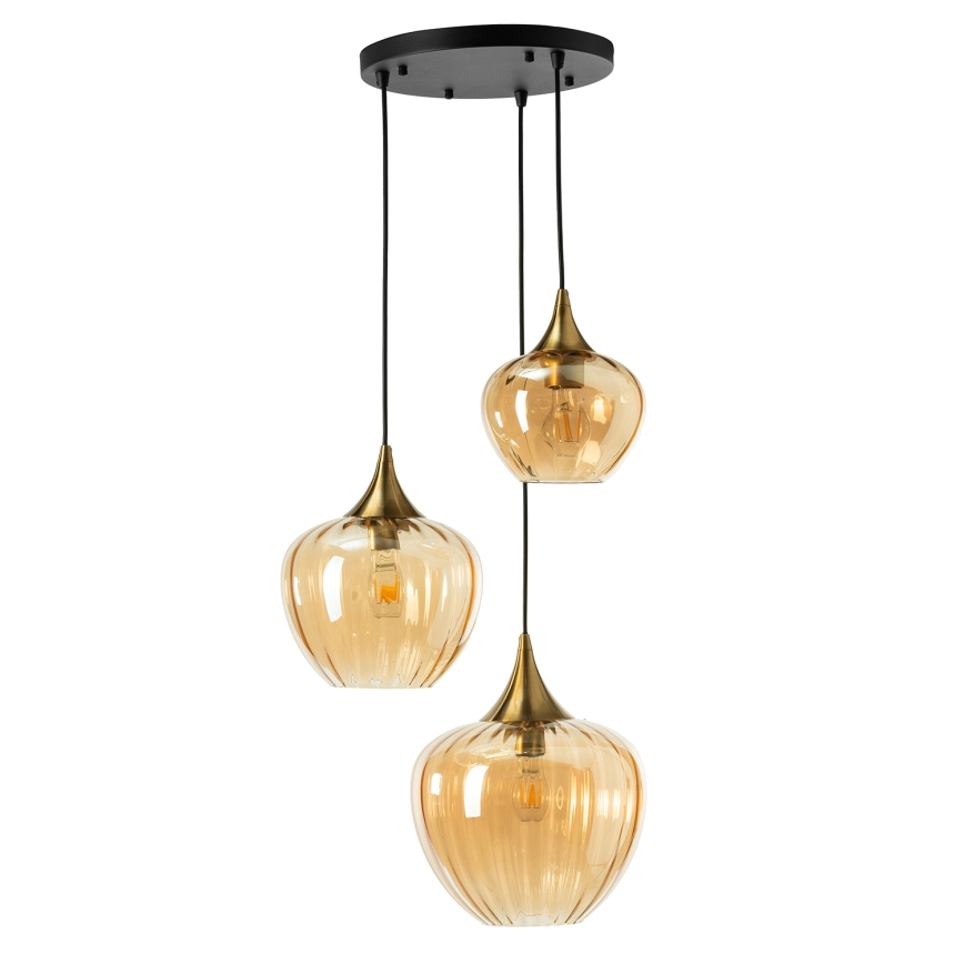 ONLI - Lustre suspenso em cabo ELIDE 3xE27/15W/230V preto/cobre