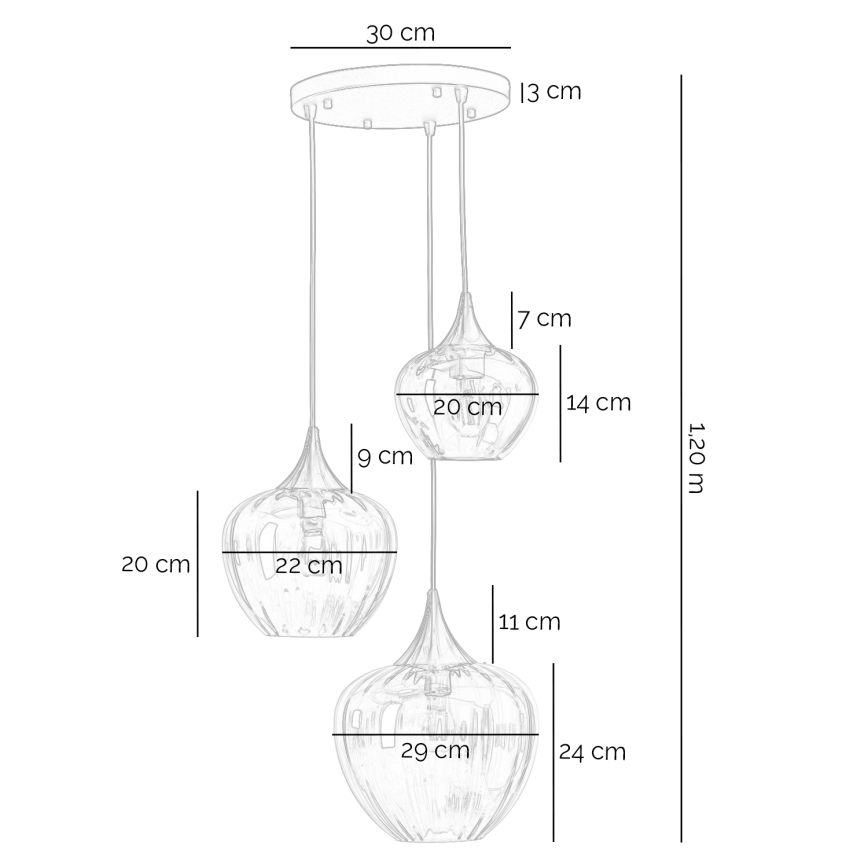 ONLI - Lustre suspenso em cabo ELIDE 3xE27/15W/230V preto/cobre