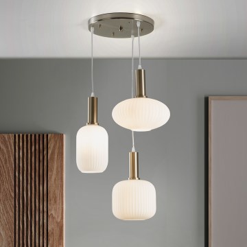 ONLI - Lustre suspenso por cabo DOROTY 3xE27/15W/230V branco/cromado brilhante