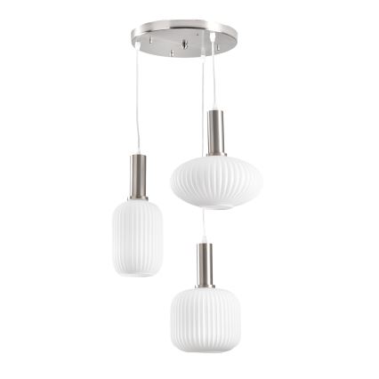 ONLI - Lustre suspenso por cabo DOROTY 3xE27/15W/230V branco/cromado brilhante