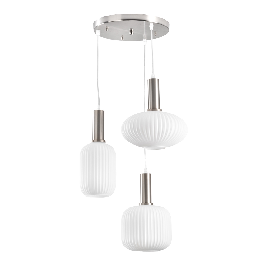ONLI - Lustre suspenso por cabo DOROTY 3xE27/15W/230V branco/cromado brilhante