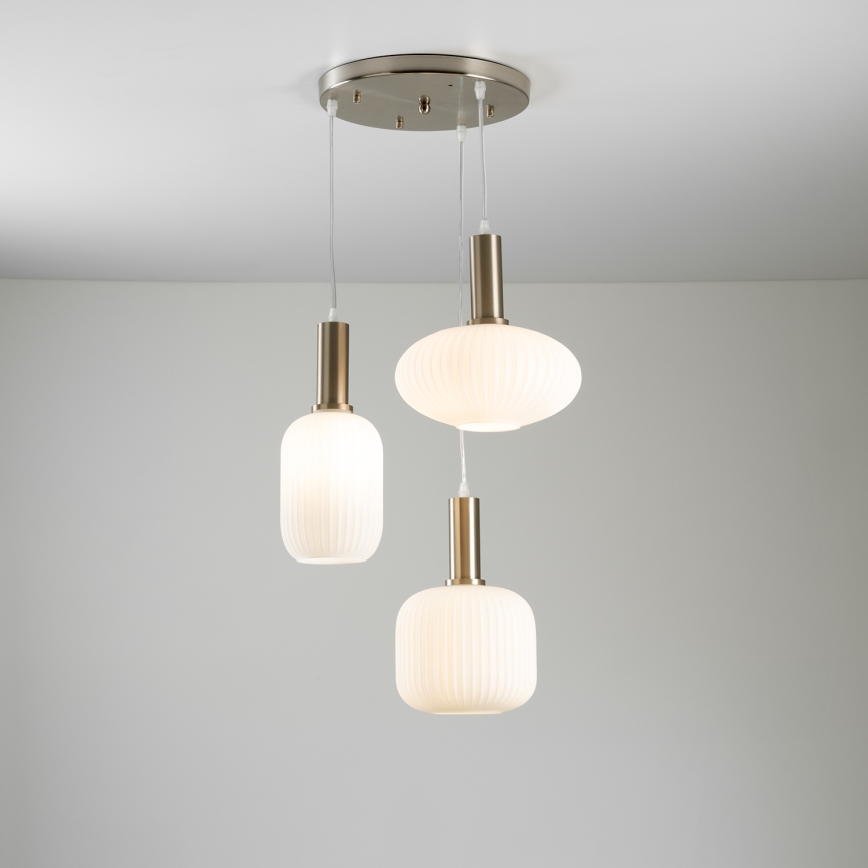 ONLI - Lustre suspenso por cabo DOROTY 3xE27/15W/230V branco/cromado brilhante