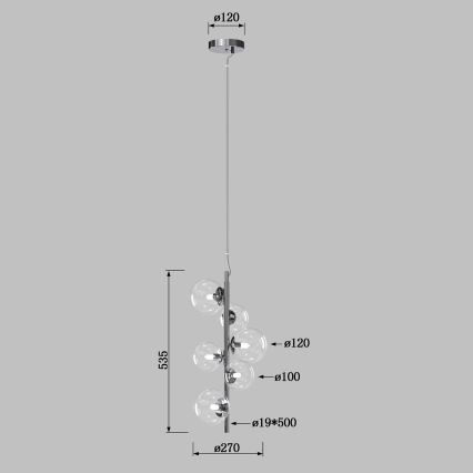 ONLI - Lustre suspenso por cabo KIMBERLY 6xG9/6W/230V cromado brilhante