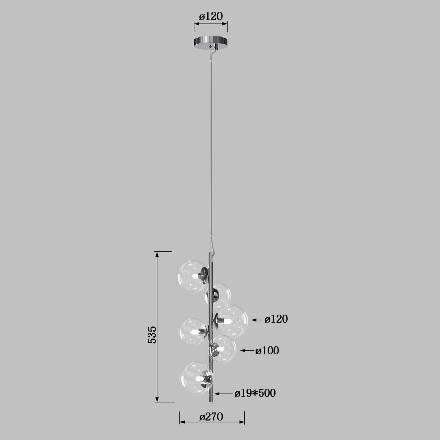 ONLI - Lustre suspenso por cabo KIMBERLY 6xG9/6W/230V cromado brilhante