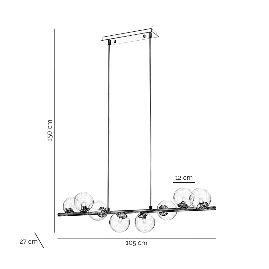 ONLI - Lustre suspenso por cabo KIMBERLY 8xG9/6W/230V, cromo brilhante