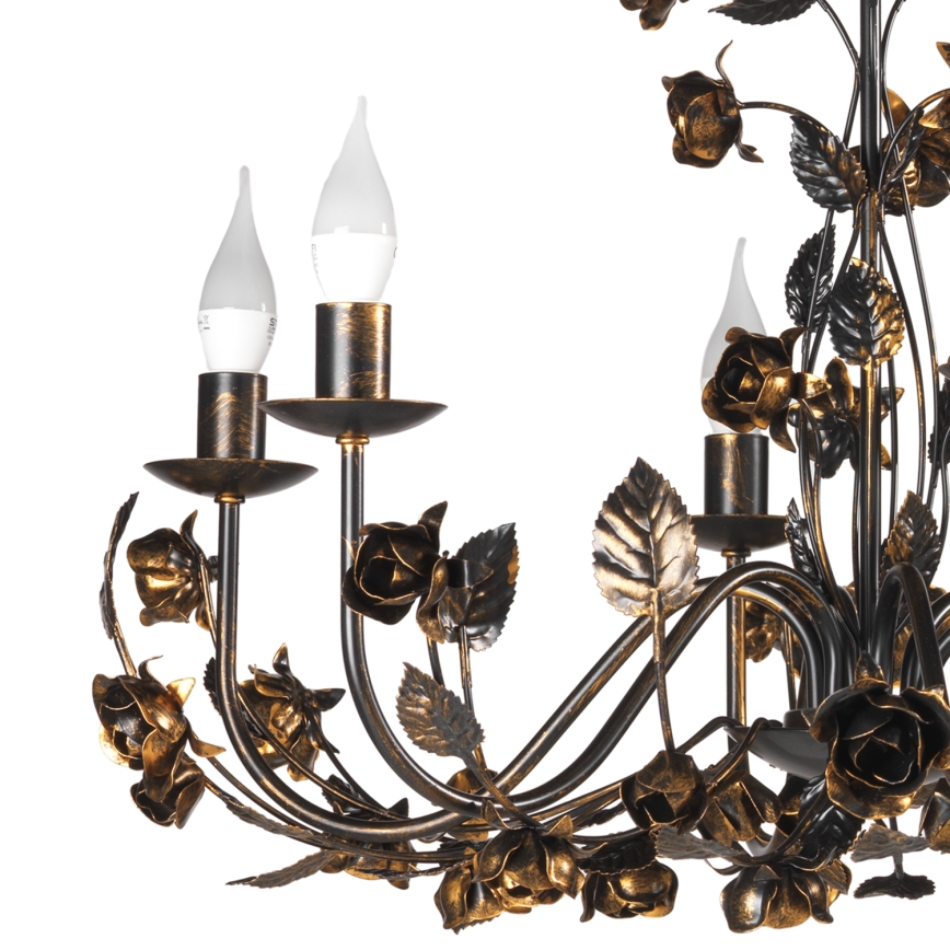 ONLI - Lustre suspenso por corrente CAROLINA 6xE14/6W/230V acabamento em bronze
