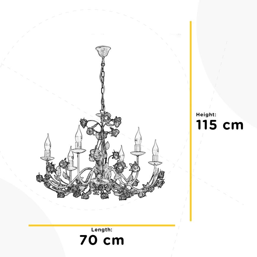 ONLI - Lustre suspenso por corrente CAROLINA 6xE14/6W/230V acabamento em bronze