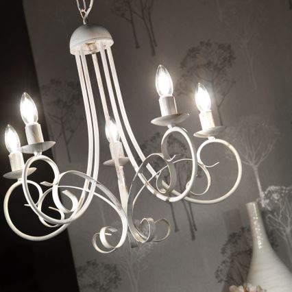 ONLI - Lustre suspenso por corrente POMPEI 5xE14/6W/230V cor creme