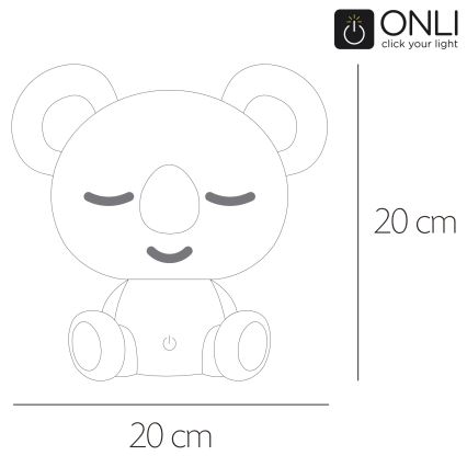 ONLI - Candeeiro noturno infantil LED regulável PUPPIES LED/3W/230V 20 cm coala/verde