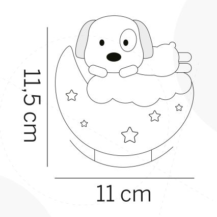 ONLI - Luz noturna infantil recarregável NUVOLINA LED/2,5W/5V 300 mAh cachorro/azul