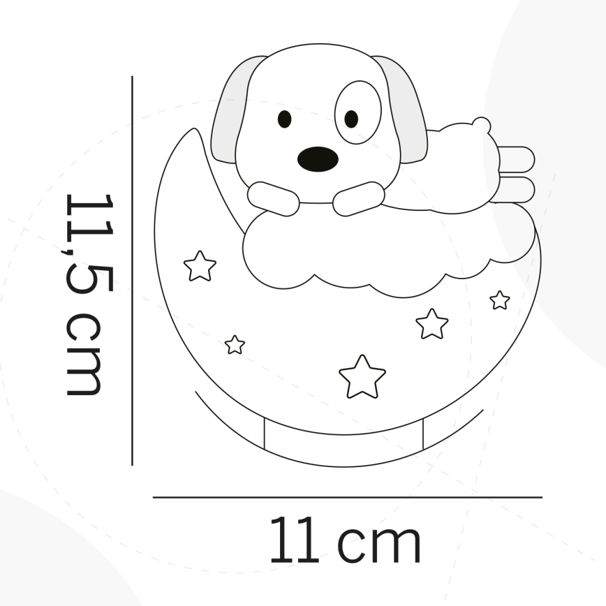 ONLI - Luz noturna infantil recarregável NUVOLINA LED/2,5W/5V 300 mAh cachorro/azul