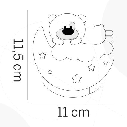 ONLI - LED Luz noturna recarregável infantil NUVOLINA LED/2,5W/5V 300 mAh urso/rosa