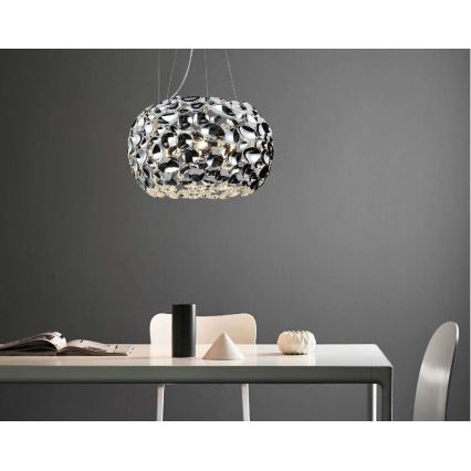 Open Design OR80162 - Lustre suspenso em cabo CARERA 6xG9/7W/230V Ø 55 cm cromado brilhante